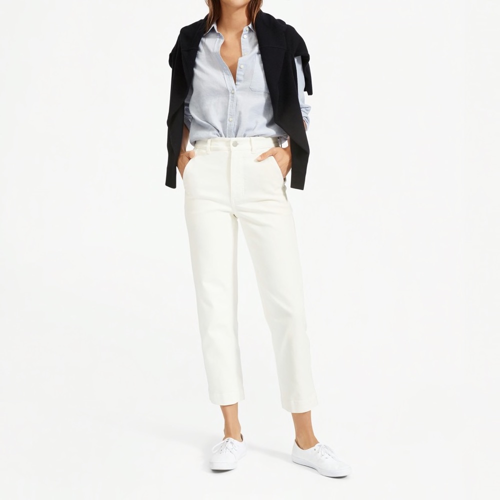 Everlane Straight Leg Crop Jeans in Bone